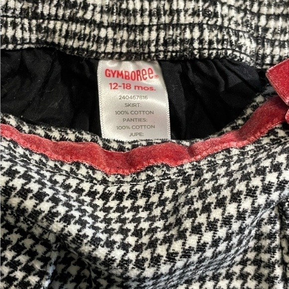 Gymboree “Bow Puppy and Cat” black & white checkered pleated skirt. 12-18 months - Picture 4 of 5
